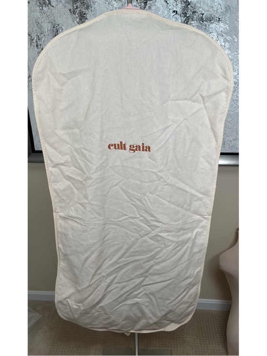 CULT GAIA Heidi Metallic Leather Draped Fringe Gold Midi Dress Size Medium - Picture 8 of 10